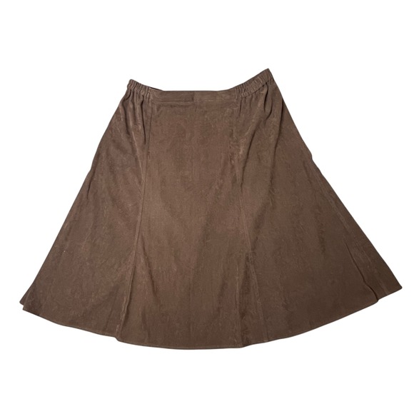 BonWorth XL Petite Brown Faux Suede Skirt Grunge Western Elastic Waist Midi - Picture 1 of 8